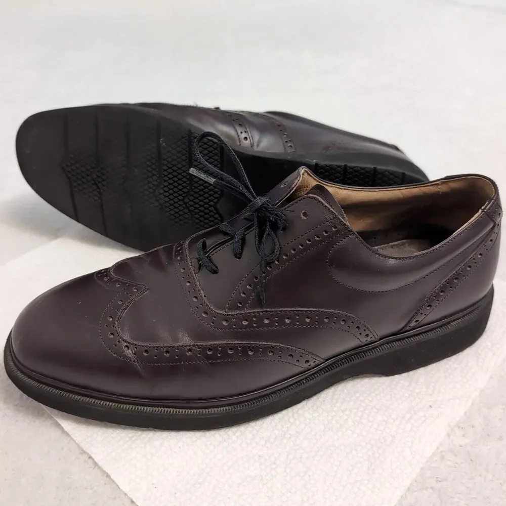 Rockport‎ Men's Wingtip Brown/Purple Leather Shoes 10 Vibram Tread